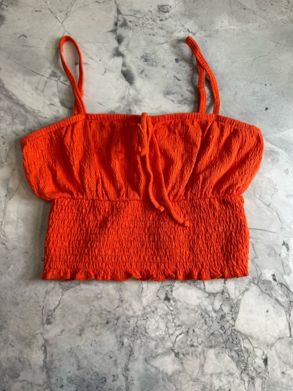 Billabong Bright Orange Smocked Cropped Cami Sz S